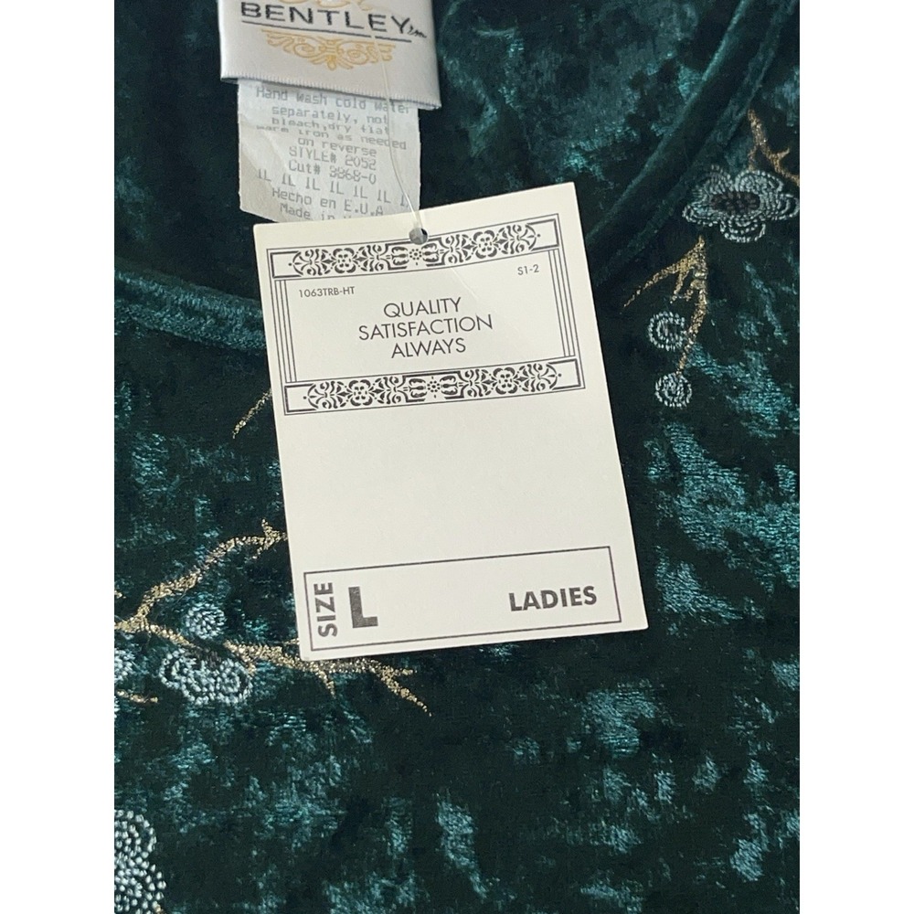 TR Bently Floral Blouse & Pant Set Emerald Green Crushed Velvet Size Large New - Picture 4 of 16